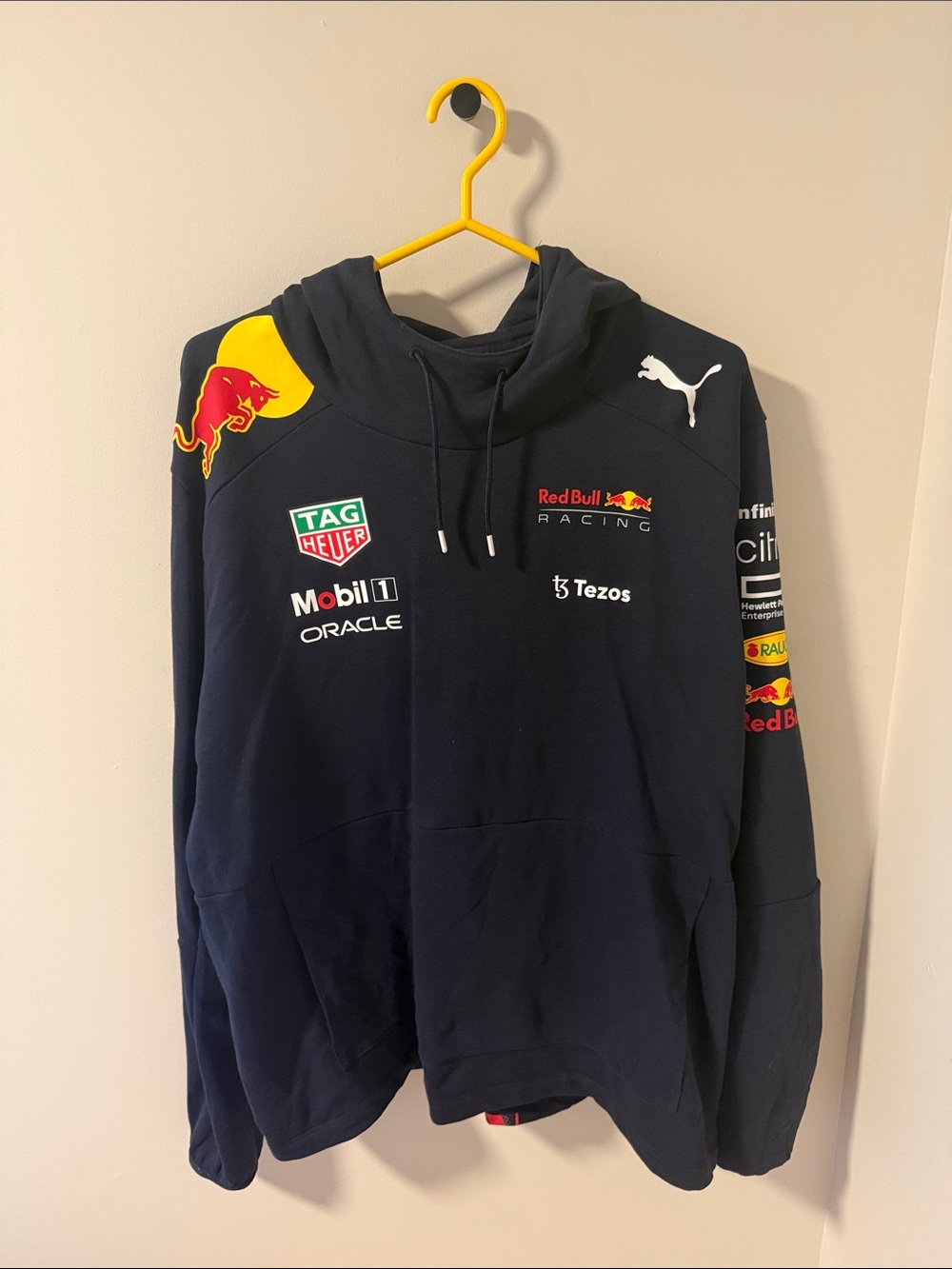 Puma RedBull Racing Navy Crewneck with Yellow and Red Racing Logos